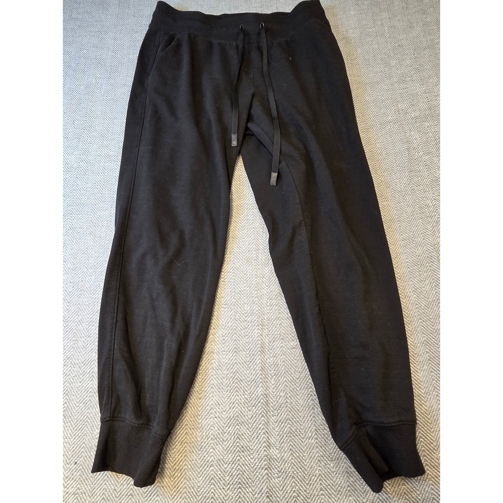 Athletic Works Joggers Pants Women L 12-14 Black Fleece Lined Pockets Drawstring